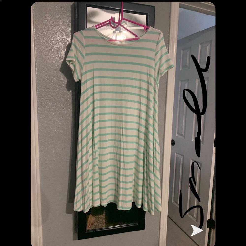 Mint striped dress has pockets